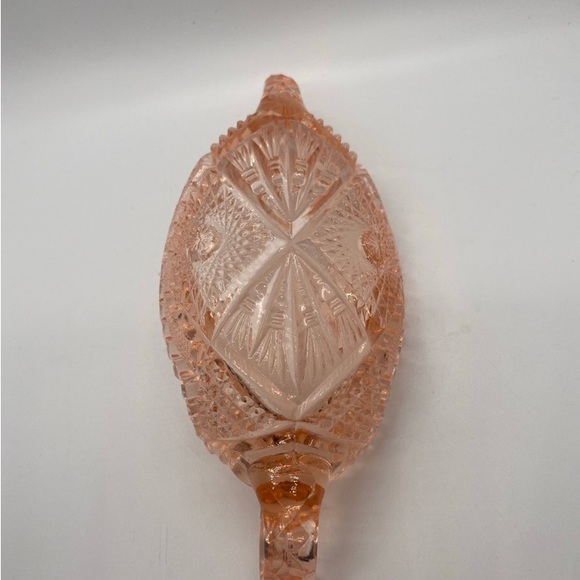 VINTAGE PINK GLASS SERVING or CANDY DISH with HANDLES - Picture 3 of 6